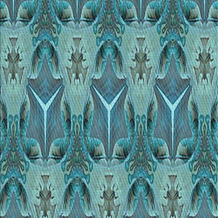 Patterned Blue Turquoise Green Rug, pat2237lblu