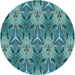 Square Patterned Blue Turquoise Green Rug, pat2237lblu