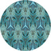 Square Machine Washable Transitional Blue Turquoise Green Rug in a Living Room, wshpat2237lblu