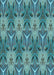 Machine Washable Transitional Blue Turquoise Green Rug, wshpat2237lblu