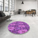 Round Patterned Purple Rug in a Office, pat2237pur