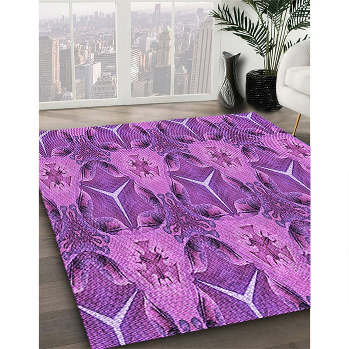 Patterned Purple Rug in Family Room, pat2237pur