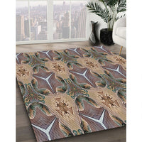 Patterned Light French Beige Brown Novelty Rug, pat2237
