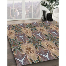Patterned Light French Beige Brown Novelty Rug in Family Room, pat2237