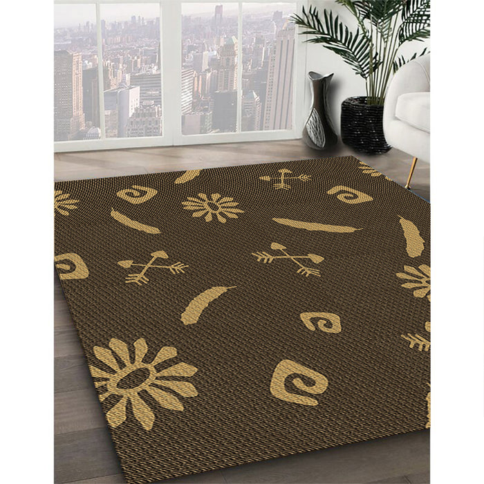 Patterned Oak Brown Rug in Family Room, pat2238brn