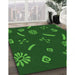 Patterned Deep Emerald Green Rug in Family Room, pat2238grn