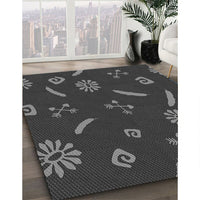 Patterned Charcoal Black Rug, pat2238gry