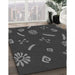 Patterned Charcoal Black Rug in Family Room, pat2238gry