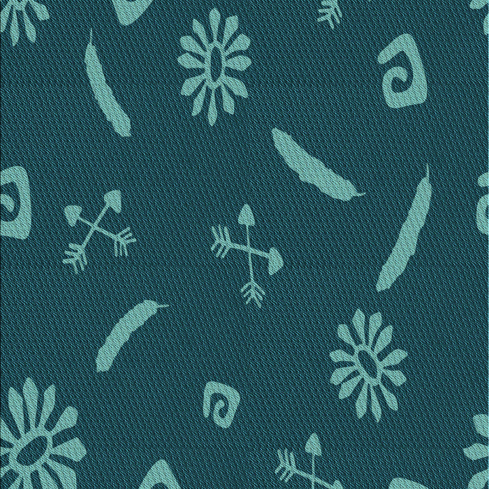 Patterned Dark Cyan Green Rug, pat2238lblu