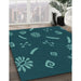 Patterned Dark Cyan Green Rug in Family Room, pat2238lblu