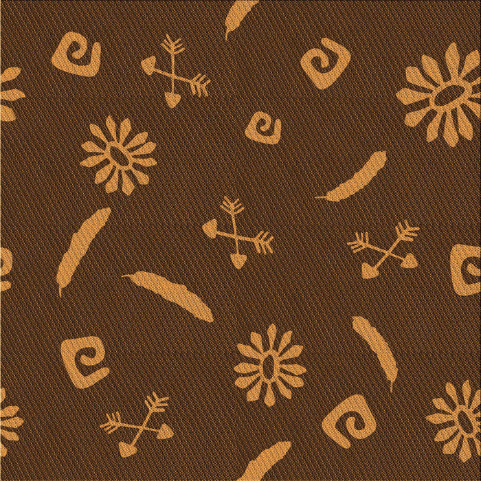 Round Patterned Mahogany Brown Rug, pat2238org