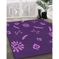 Patterned Dark Orchid Purple Rug, pat2238pur