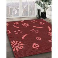 Patterned Crimson Red Rug, pat2238rd