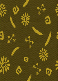 Machine Washable Transitional Dark Yellow Green Rug, wshpat2238yw