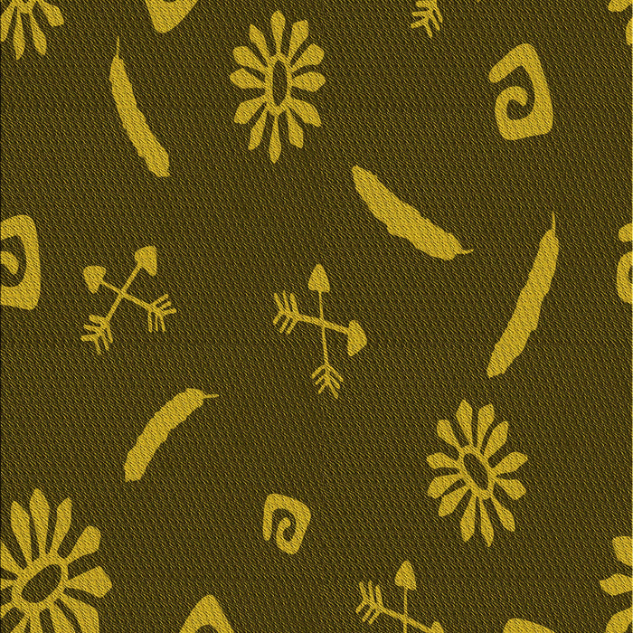 Patterned Dark Yellow Green Rug, pat2238yw