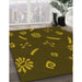 Patterned Dark Yellow Green Rug in Family Room, pat2238yw