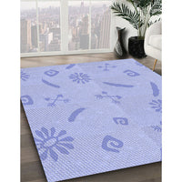 Patterned Sky Blue Rug, pat2239blu