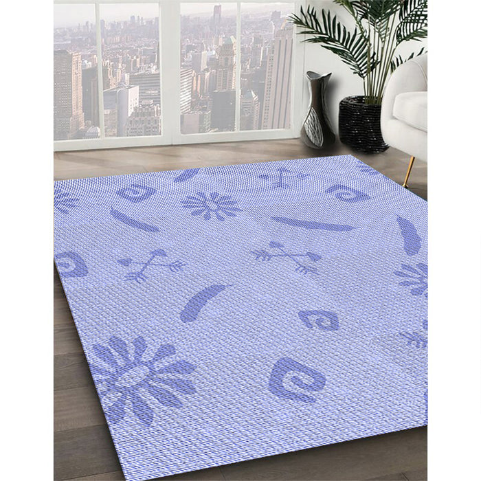 Patterned Sky Blue Rug in Family Room, pat2239blu