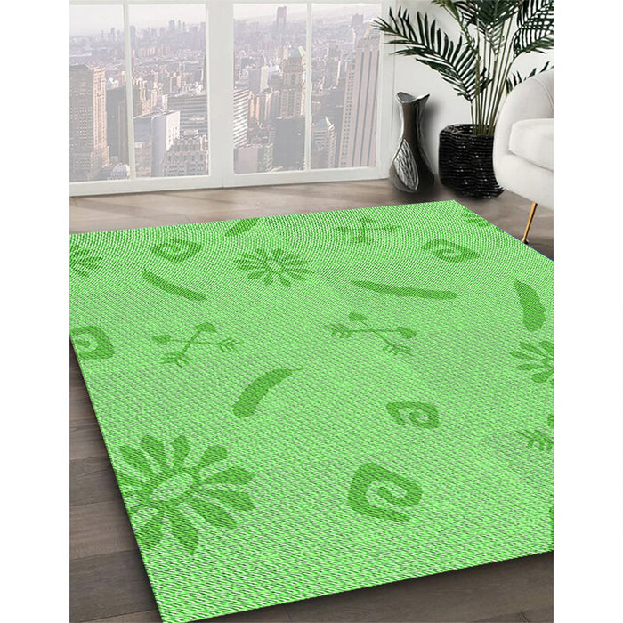 Machine Washable Transitional Emerald Green Rug in a Family Room, wshpat2239grn