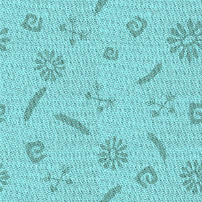 Round Patterned Macaw Blue Green Rug, pat2239lblu