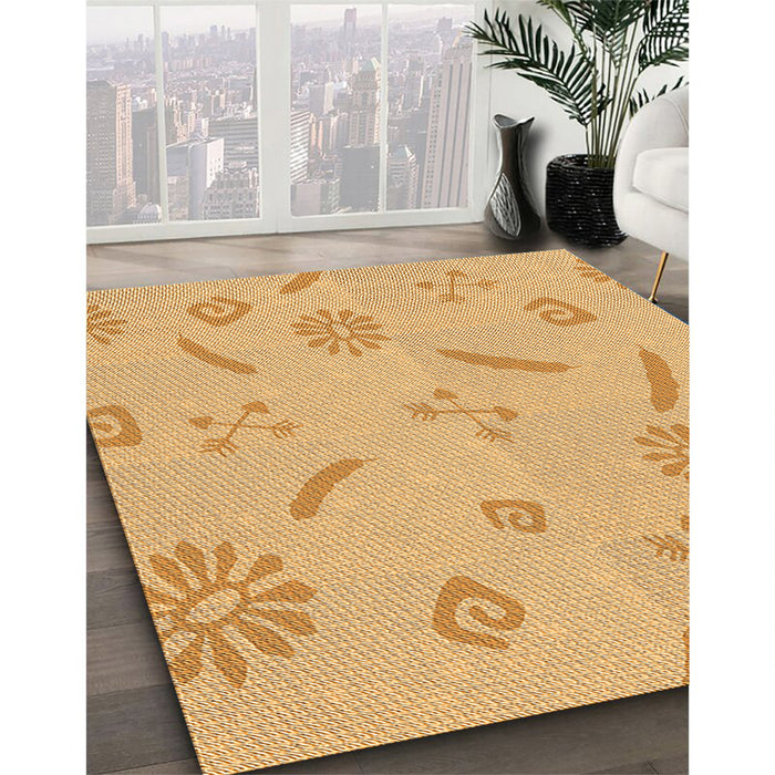 Patterned Orange Rug in Family Room, pat2239org