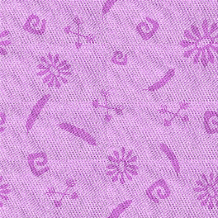 Round Machine Washable Transitional Blossom Pink Rug, wshpat2239pur