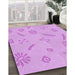 Patterned Blossom Pink Rug in Family Room, pat2239pur