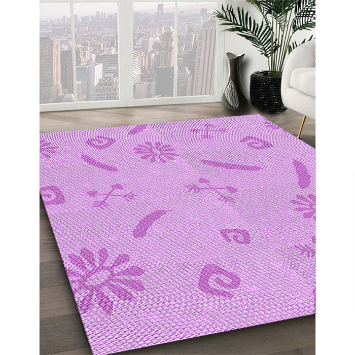 Machine Washable Transitional Blossom Pink Rug in a Family Room, wshpat2239pur