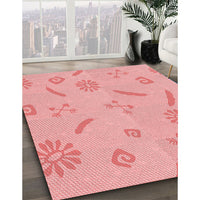 Patterned Pastel Pink Rug, pat2239rd