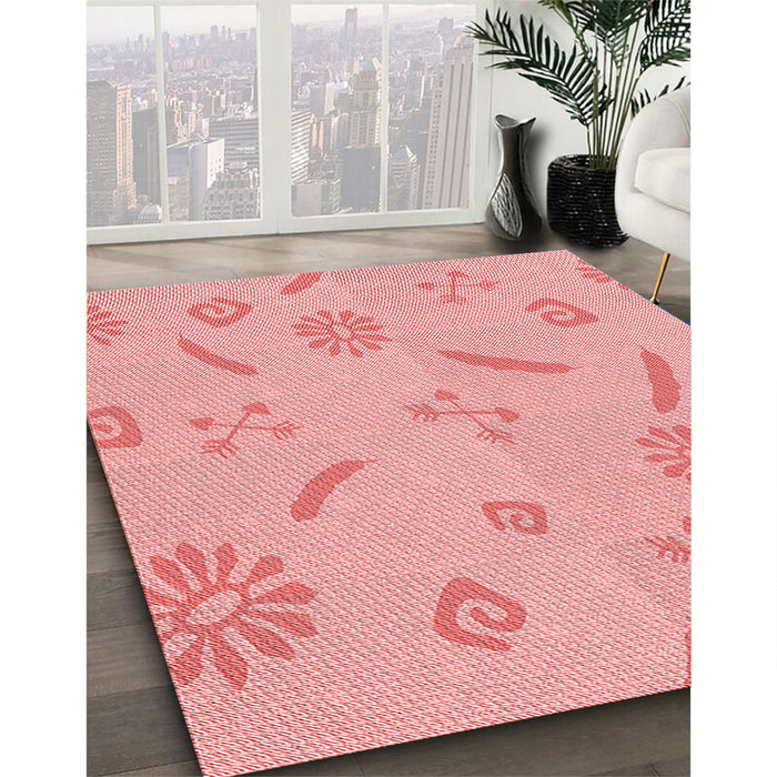 Machine Washable Transitional Pastel Pink Rug in a Family Room, wshpat2239rd