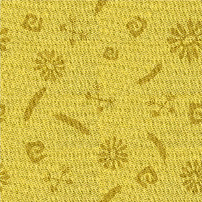 Round Patterned Golden Yellow Rug, pat2239yw