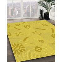 Patterned Golden Yellow Rug, pat2239yw