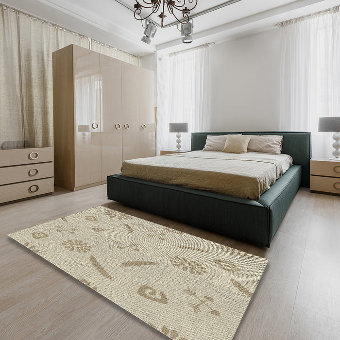 Machine Washable Transitional Dark Almond Brown Rug in a Bedroom, wshpat2239