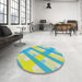 Round Patterned Pale Green Novelty Rug in a Office, pat223