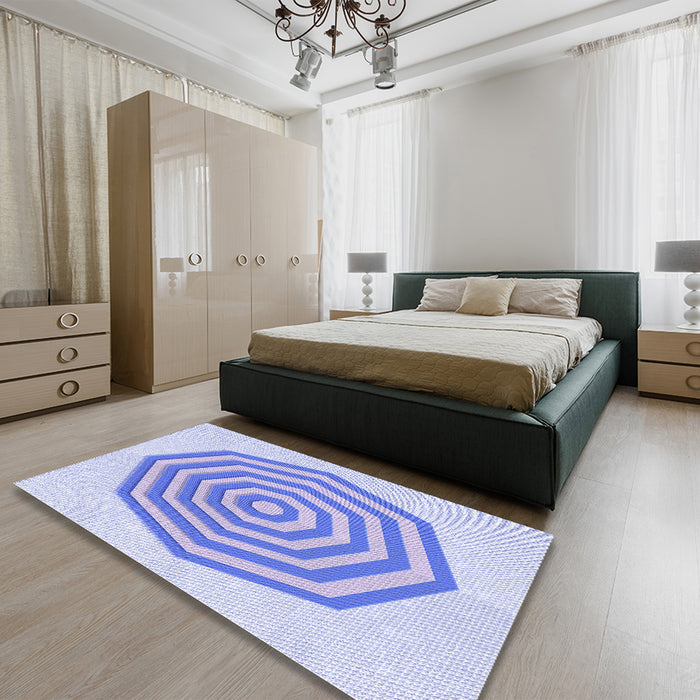 Patterned Sky Blue Rug in a Bedroom, pat224blu
