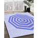 Patterned Sky Blue Rug in Family Room, pat224blu