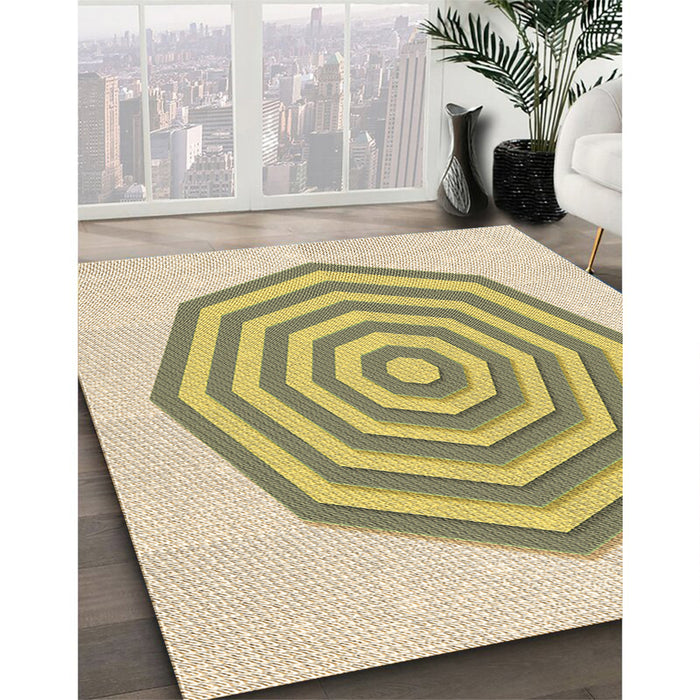 Machine Washable Transitional Sun Yellow Rug in a Family Room, wshpat224brn