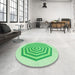 Round Patterned Green Rug in a Office, pat224grn