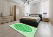 Patterned Green Rug in a Bedroom, pat224grn