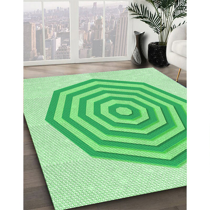 Machine Washable Transitional Green Rug in a Family Room, wshpat224grn