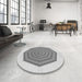 Round Patterned Gray Rug in a Office, pat224gry