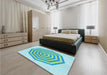 Patterned Aquamarine Green Rug in a Bedroom, pat224lblu