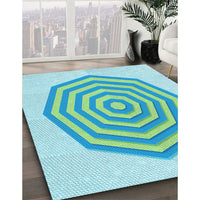 Patterned Aquamarine Green Rug, pat224lblu