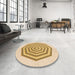 Round Patterned Sun Yellow Rug in a Office, pat224org