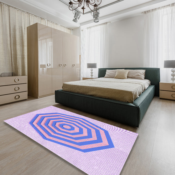 Round Machine Washable Transitional Purple Rug in a Office, wshpat224pur