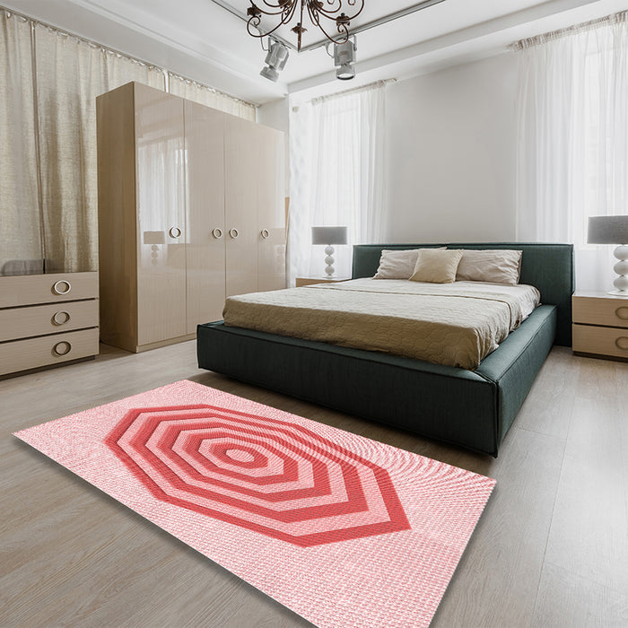 Patterned Pink Rug in a Bedroom, pat224rd