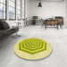 Round Patterned Green Rug in a Office, pat224yw