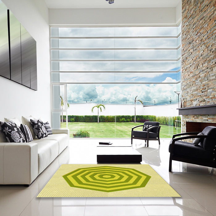 Machine Washable Transitional Green Rug in a Kitchen, wshpat224yw