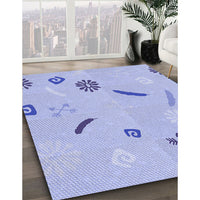 Patterned Sky Blue Rug, pat2240blu