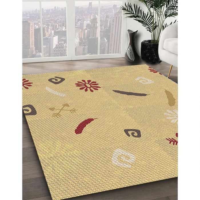 Machine Washable Transitional Caramel Brown Rug in a Family Room, wshpat2240brn